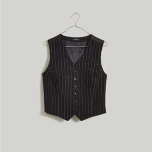 NWT Madewell Wool Button Front Pinstripe Vest SZ 8